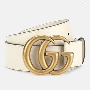 Authentic Gucci Belt Double G brass gold Buckle - Off White / ivory 85/34